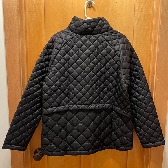 Athleta Black Puffer Jacket with Quilted Texture and High Collar - Picture 3 of 7